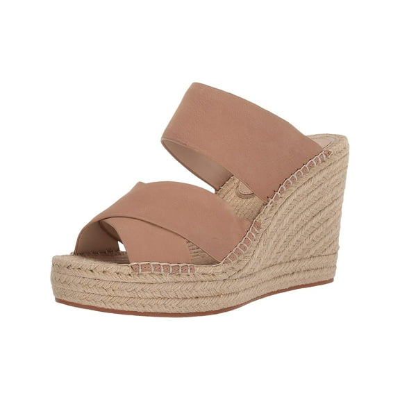 KENNETH COLE NEW YORK Womens Beige Crisscross Straps 1" Platform Cushioned Olivia Round Toe Wedge Slip On Leather Dress Espadrille Shoes 7.5