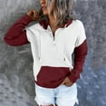 thumbnail image 2 of Sudadera Para Mujer Otoño Con Cuello en V Camisas de Manga Larga Cremallera Colorblock Sudaderas Con Capucha Túnica de Bolsillo Tops Con Cordón Odeerbi ODB183070, 2 of 6