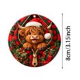 thumbnail image 2 of Christmas Hanging Ornament Plaid Round Hanging Decoration with Gold Zipper Design for Home Party Winter Gift Tie Xmas Tree Decor 3.15 In Highland Cow, 2 of 5