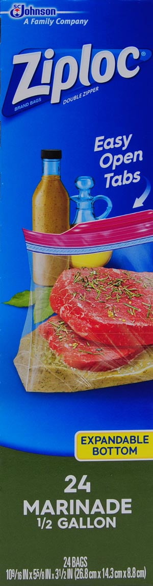 Ziploc Pinch Seal Marinade Bags Half Gallon 24 Count