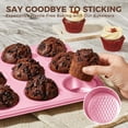 thumbnail image 6 of HONGBAKE 9-Piece Baking Pan Set, Nonstick Bakeware Set with Diamond Texture, Carbon Steel Baking Pans, Cookie Sheet with Rack, Muffin Pan,  Pink, 6 of 9