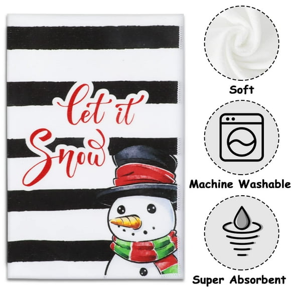 ４pcs Winter Hand Bath Towel Let it Kitchen Faucet Towel Christmas Xmas Decorations Fingertip Towel Set Absorbent Towels