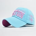 thumbnail image 1 of Women Men Adjustable Hats Distressed Denim Letter Embroidered Baseball Cap Topee, 1 of 2