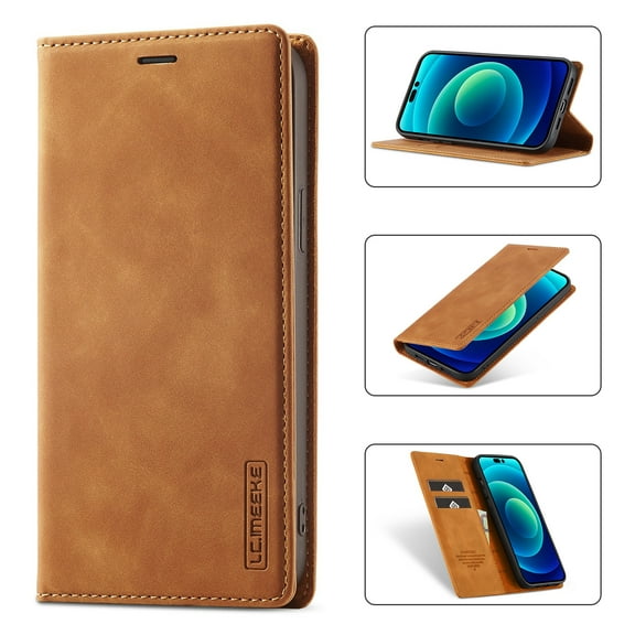 Wallet Case for iPhone 16e, [RFID Blocking] [2 Card Slots] Protective TPU Inner Shell, Shockproof Magnetic PU Leather Stand Magnetic Flip Cover for iPhone 16e,Brown