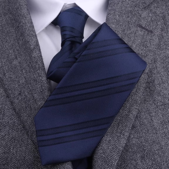 Yongchuantie 3.15-inch Men's High-quality 100% Silk Tie With Dark Blue Striped Pattern for Formal Business Banquets 8CM Wide Tie