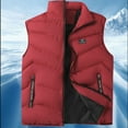 thumbnail image 2 of USNSM Men's Casual Solid Color Thickened Down-Filled Cotton Vest Winter Warm Coat Sleeveless Padded Gilet Jacket Red L, 2 of 3