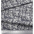 thumbnail image 2 of Soimoi Modal Satin Fabric Leaves & Floral Block Printed Fabric 1 Yard 42 Inch Wide, 2 of 3