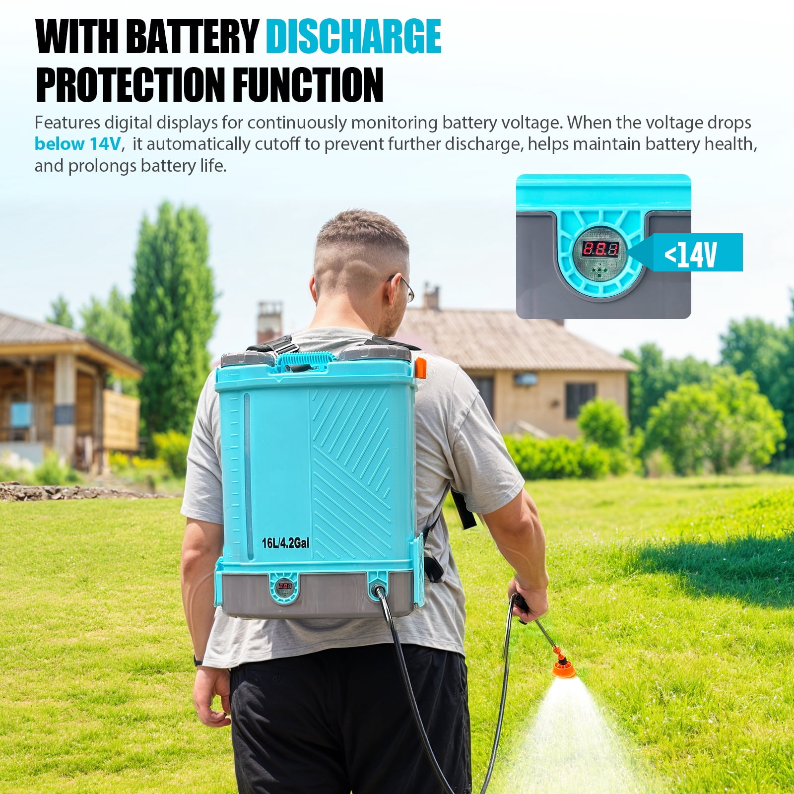 4 Gallon Battery Powered Backpack Sprayer, 100 PSI Electric Garden Sprayer with Makita 18V Battery Compatibility, 5 Nozzles & Telescopic Wand, Weed & Fertilizer Lawn Sprayer