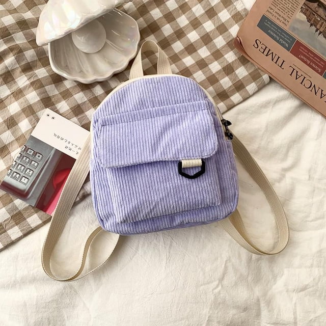 Mini mochila de pana para mujer, morral pequeño de Color sólido, sencillo, informal, para viaje, 2022Purple19x23x9cm Fivean unisex