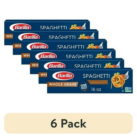 (6 pack) Barilla Whole Grain Spaghetti, 100% Whole Wheat, 16 oz. Box