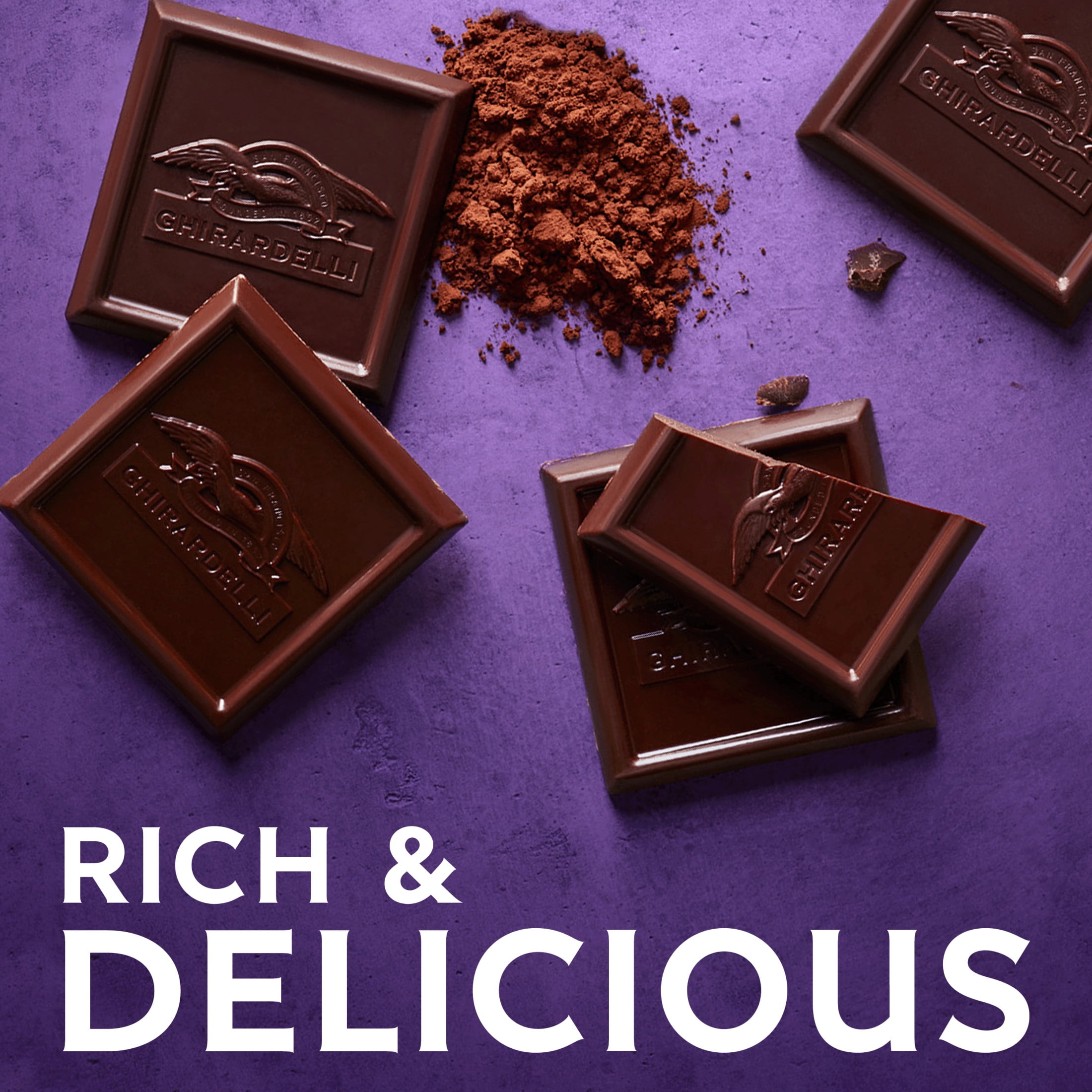 GHIRARDELLI PREMIUM DARK 72% Cacao Dark Chocolate SQUARES, 4.1 oz Bag