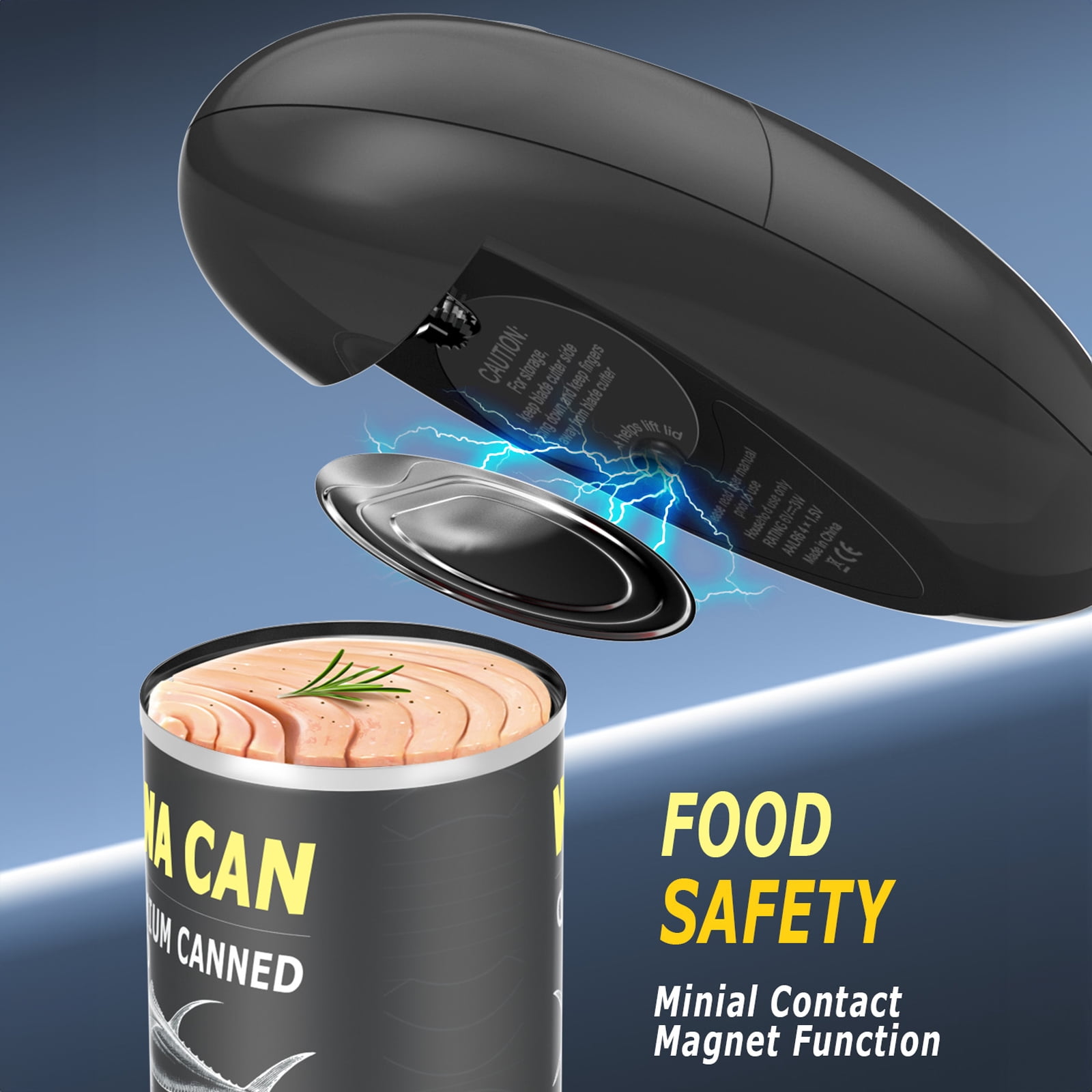 Electric Can Opener, One-Touch Automatic Can Opener with Smooth Edge, Battery Operated Handheld Can Opener for All Can Sizes, Best Kitchen Gadget for Seniors, Arthritis, and Weak Hands, Gifts (Black)