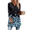 thumbnail image 2 of Womens 3/4 Sleeve V Neck Tunic Tops Summer Loose Fit Blouses Womens Tops Vacation Outfits, 2 of 7