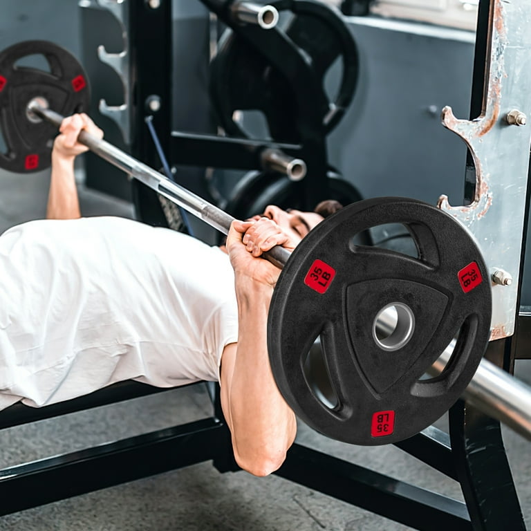 KTENME Weight Plates 2 Inch Rubber Coated Olympic Cast Iron Grip
