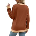 thumbnail image 4 of Holzkary Womens Sweatshirts Color Block Long Sleeve Tops Fall Casual Crewneck Shirts Trendy Loose Fit Tunics Top Loose Top Sweatshirt Crew Neck Loose Top with Color Decorative Edge Fashion Coffee Xl, 4 of 4