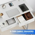 thumbnail image 4 of edx Small Desk with Fabric Drawers & Storage Bag Iron Hook, Home Office Computer Desk,White Vanity Desk with Storage for Home, Bedroom, 32 Inch, White, 4 of 8