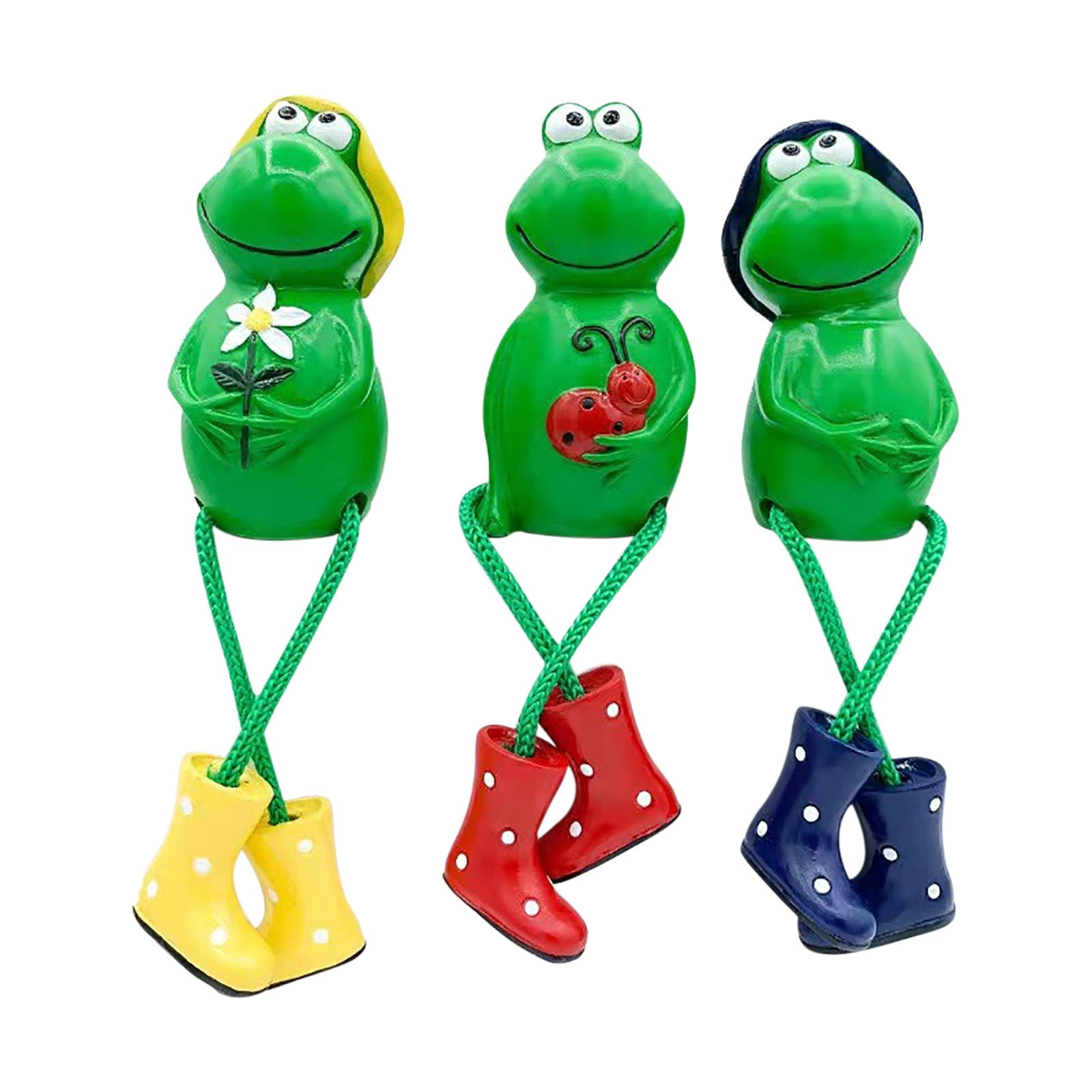 3Pcs Frog Figurines Shelf Sitter Resin Frog Statue Ornament ...