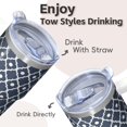 thumbnail image 4 of 20oz Stainless Steel Coffee Cup with Lid and Straw - Double Wall Vacuum Insulated Boho Travel Tumbler, Leakproof Thermal Mug, 4 of 5