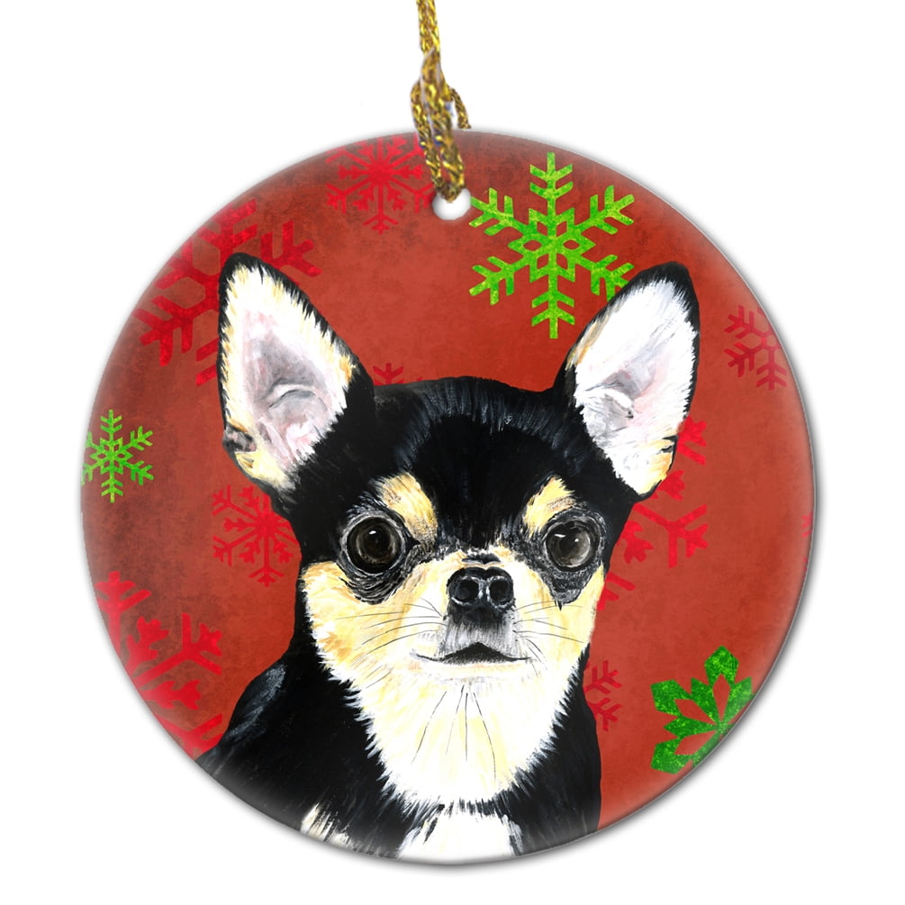 Chihuahua Red Snowflakes Holiday Christmas Ceramic Ornament SC9439