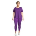 Terra & Sky Women's Plus Size Solid Capri Leggings with Cell Phone