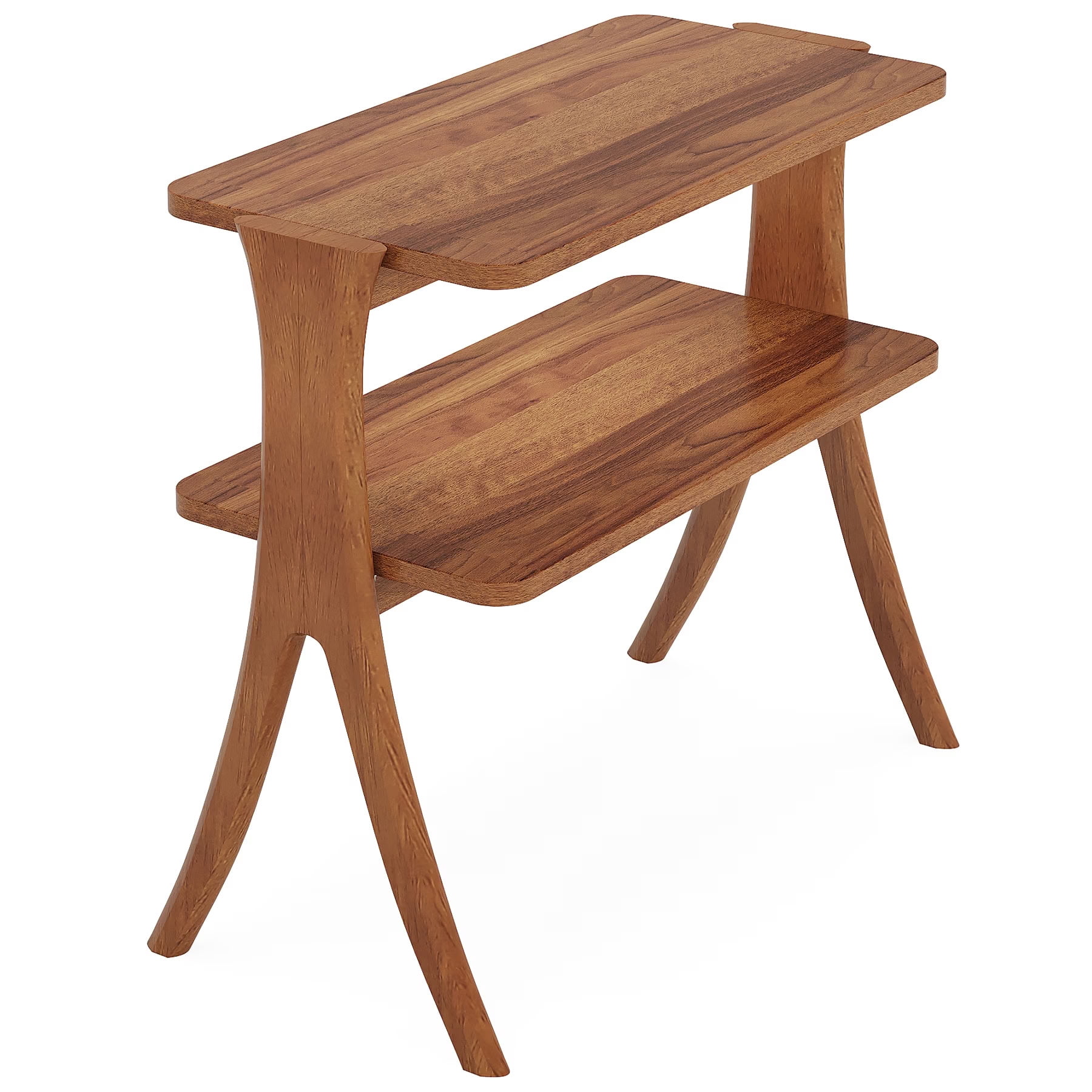 MAYEERTY 2-Tier Wood End Table, Farmhouse Side Table for Living Room, Bedroom, Small Spaces