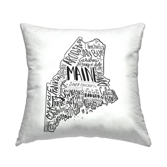 Stupell Industries Maine State Shape City Text Map Design by Saturday Evening Post Throw Pillow
