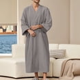 thumbnail image 2 of Men’s Lightweight Seersucker Bathrobe Cotton Classic Casual Nightwear with Pockets, 2 of 9