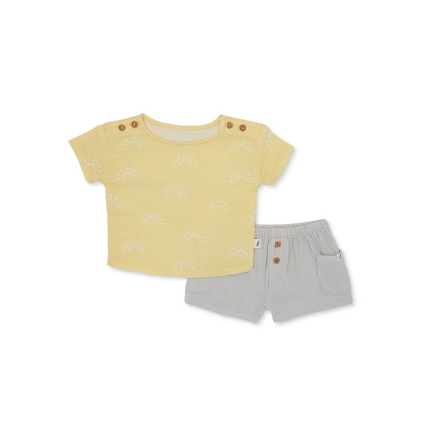 easypeasy Baby Short Sleeve Tee and Shorts Outfit Set, 2Piece, Sizes