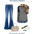 thumbnail image 4 of Womens Color Block Leopard T Shirts Casual Striped Long Sleeve Tunic Tops, 4 of 6