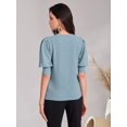 thumbnail image 2 of Blusa Casual de Manga abullonada para Mujer con Abertura en la Espalda Azul (Dusty Blue) M Azul (Dusty Blue) M Xishao ropa, 2 of 2