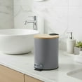 thumbnail image 7 of Gray Trash Can with Bamboo Lid and Pedal, 2.5L Capacity, 7 of 7