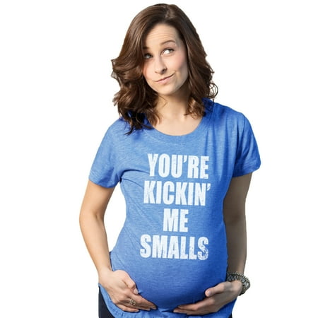 

Maternity Kicking Me Smalls Funny T shirt Pregnancy Announcement Novelty Tee (Royal) - 3XL