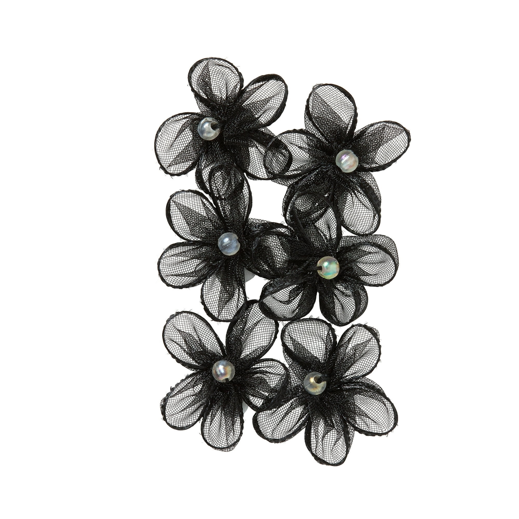 Hello Hobby Accessory Sheer Flowers, Black, 6 piece