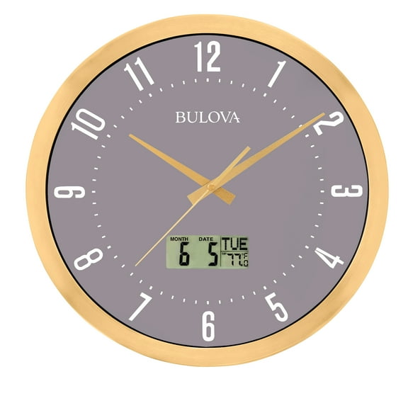 Bulova C4830 Lobby Wall Clock, 14, Gold