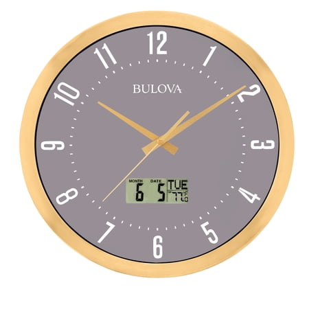 Bulova C4830 Lobby Wall Clock, 14, Gold