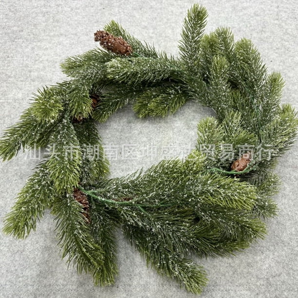 Decoración navideña, agujas de pino, hojas de ciprés, hojas de pino, acebo, cola de perro, simulación, puerta colgante, ratán, nieve, escarcha