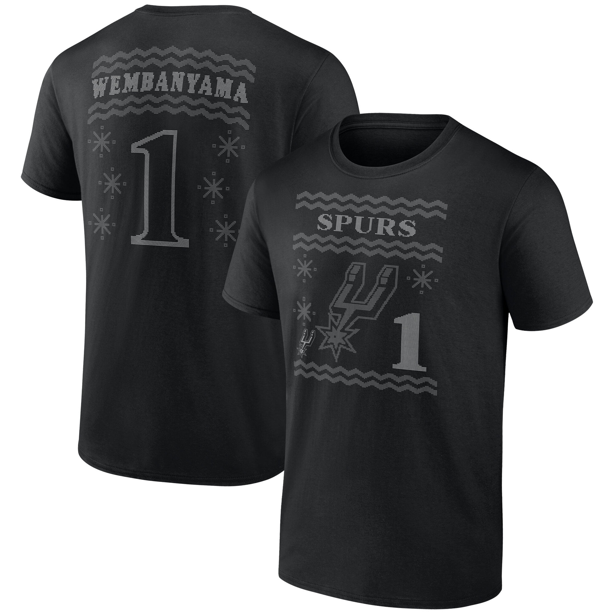 Men's Victor Wembanyama Black San Antonio Spurs Ugly Sweater Name & Number T-Shirt