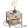 thumbnail image 1 of HOMCOM Table de chevet avec tiroir, étagère, 2 ports USB et 2 prises, 1 of 10
