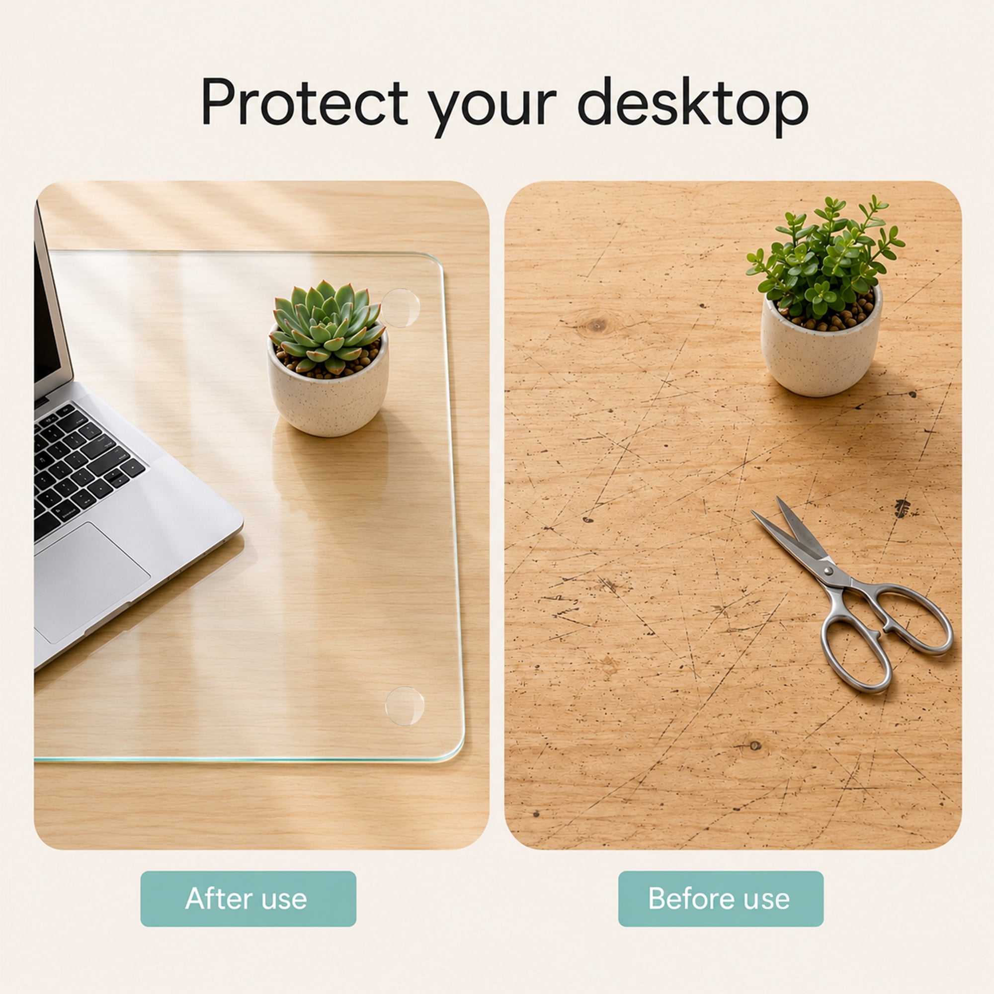 20 x 32 Inch Clear Tempered Glass Table Mat, Anti-Slip Desk Protector, Scratch & Heat Resistant, Polished Edge, Multi-Purpose Glass Pad for Home Office