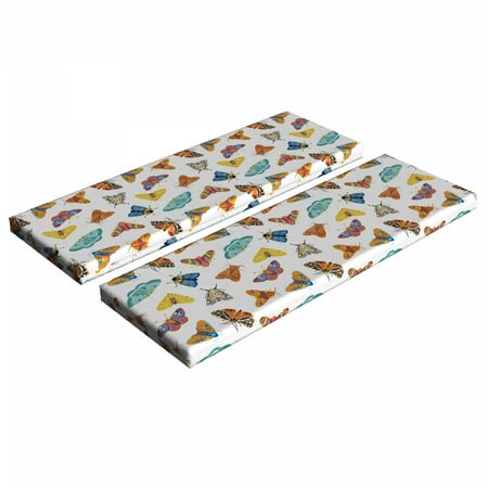 

Butterflies Bench Cushion Set of 2 Assortment of Colorful Beetles and Moths Flying Creatures Insects Tropical Standard Size Foam Pad and Decorative Cover Multicolor by Ambesonne