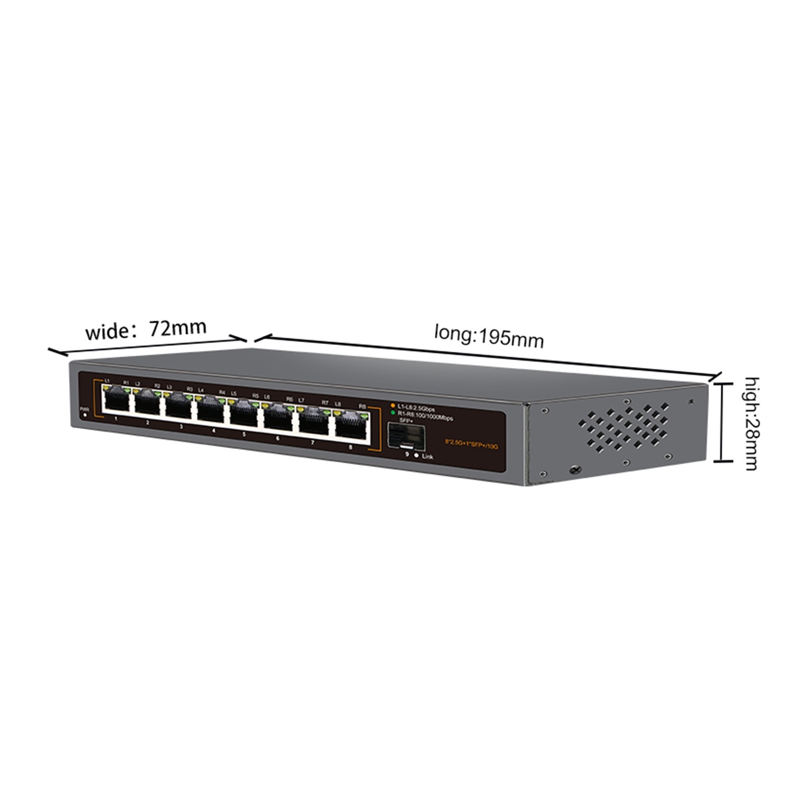 8 RJ45 Ports 2.5Gb Ethernet Switch 2.5GBASE-T Network Switch 10Gigabit