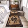 thumbnail image 4 of 2'x6' Rug Runners for Hallways Kitchen, Barn Door Non Slip Entryway Beside Floor Carpet Runner, Farmhouse Wooden Grain Rustic Tribal Pattern Washable Laundry Room Bedroom Throw Rugs Mat, 4 of 8
