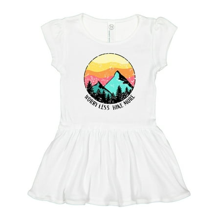 

Inktastic Worry Less Hike More Mountains at Sunset Distressed Gift Toddler Girl Dress