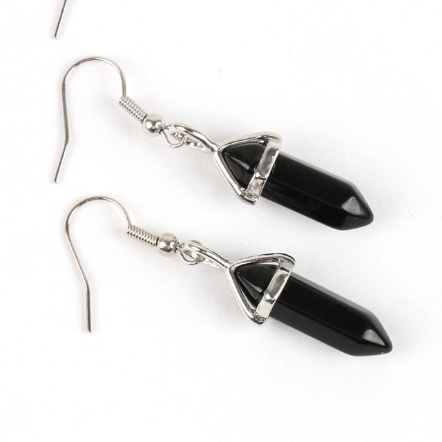 Women Hexagonal Reiki Natural GemStone Bead Drop Earring Decoration Jewelry