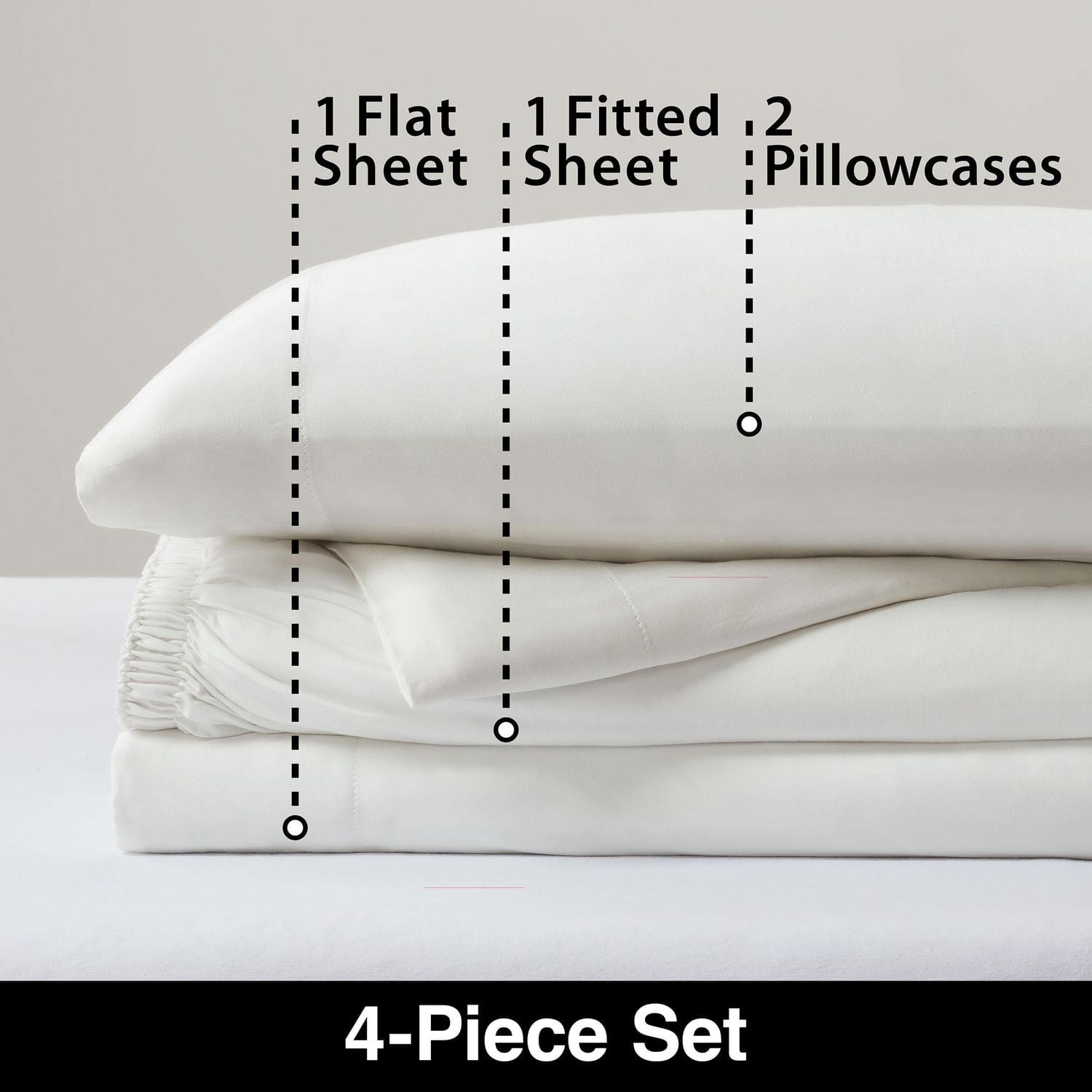 Allswell 300 Thread Count Soft & Silky 4-Piece Viscose from Bamboo Sateen Sheet Set, King Sheet Set