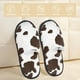 thumbnail image 2 of Fotbe Brown Cow Pantuflas Peludas para Mujer con Estampado, Zapatillas de Peluche, Zapatos de Invierno para Casa, Uso Interior y Exterior-Large, 2 of 8
