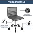 thumbnail image 5 of BOSSIN Adjustable Home Office Chair, Mid-Back Armless Ribbed Swivel Task Chair,Vanity Chair for Small Space, Living Room, Make-up, Studying (Gray), 5 of 15