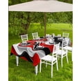 thumbnail image 4 of Boanket Outdoor Tablecloth with Umbrella Hole for Patio/Picnic/Party/Camping, Red Black Grey Waterproof Table Cloth Rectangle Table Cover Washable, Modern Moire Abstract Artwork (60"x 102"), 4 of 7