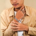thumbnail image 4 of JeenMata Men's Full Bling Iced Out Curb Chain Bracelet in White - Prong Setting - Chunky Men's Jewelry, 4 of 6