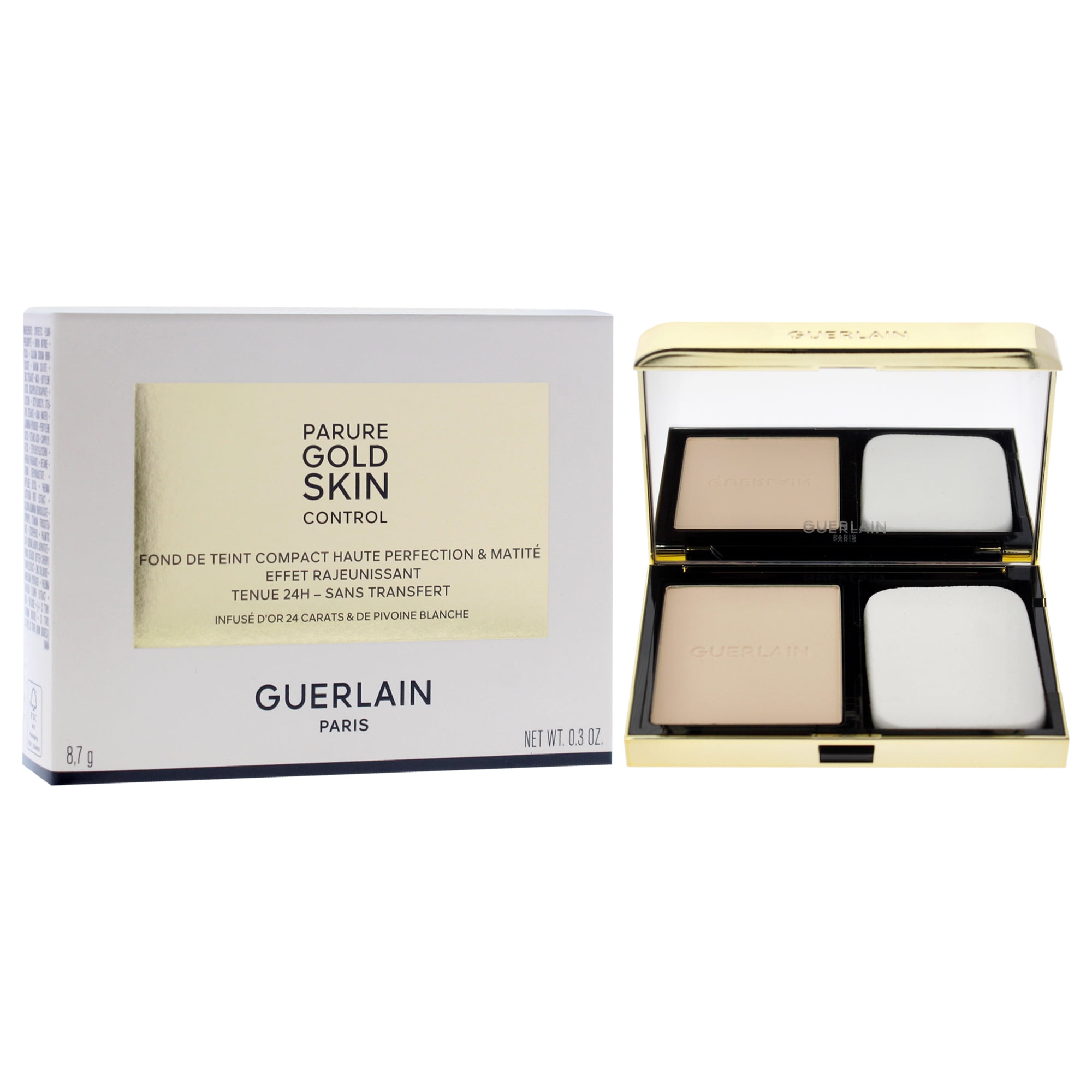 Guerlain Parure Gold Skin Control Matte Compact Foundation - 0N Very Light Skin with Neutral Beige Undertones , 0.3 oz Foundation (Refillable)